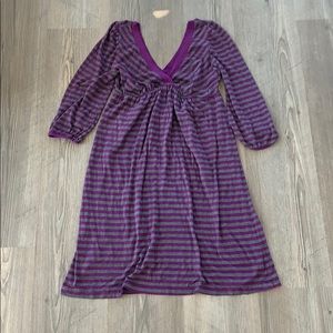 splendid v-neck striped l/s dress, purple/grey, XS
